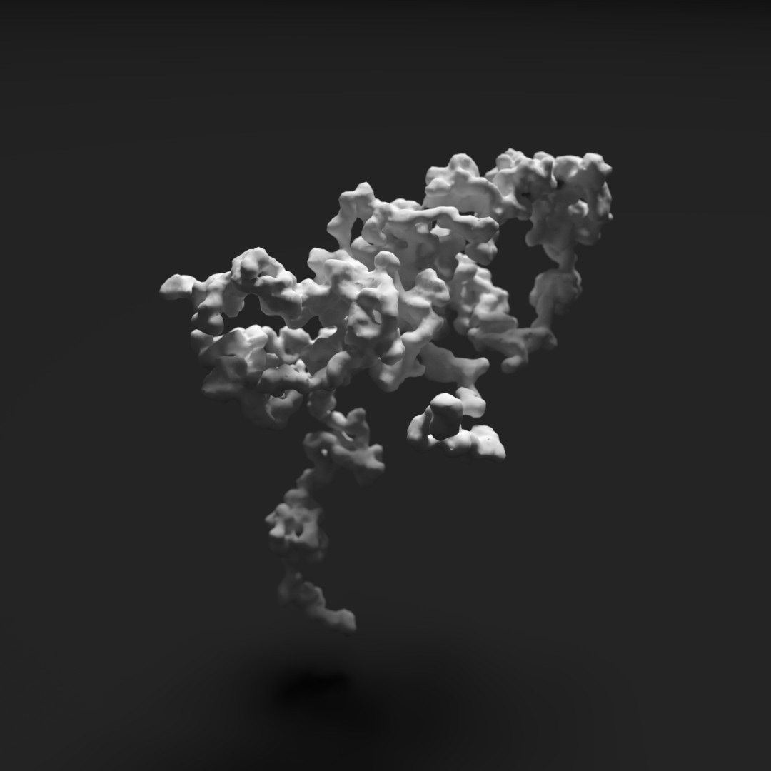 A vertical accretion tapering to a thin stem, on a near-black ground