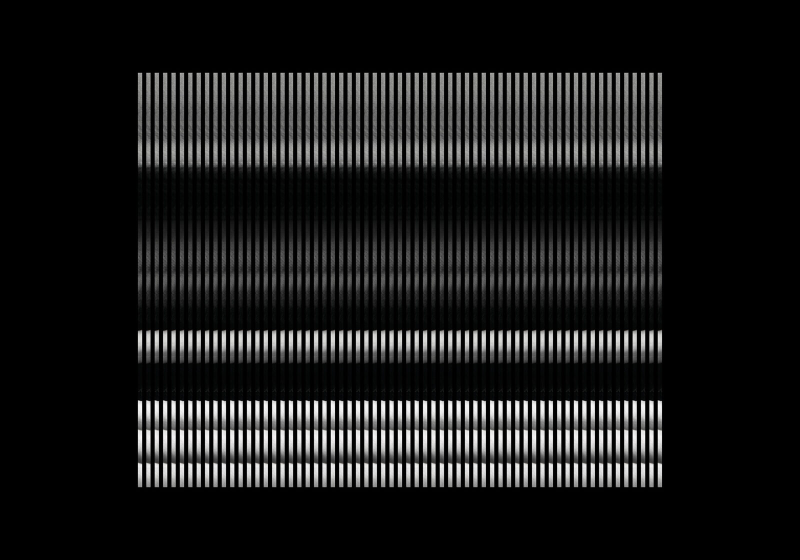 A black field carrying horizontal bands of fine vertical white strokes